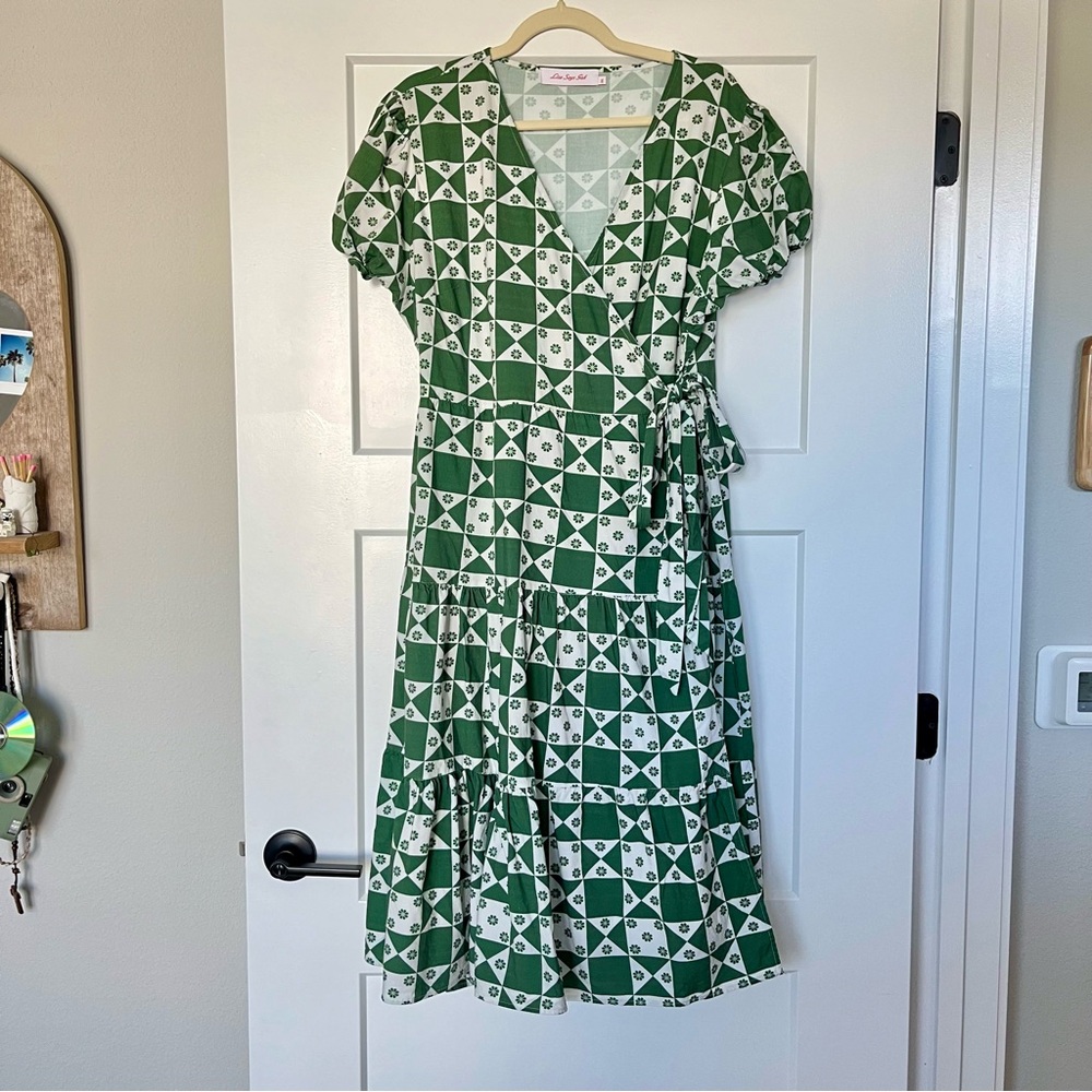 Lisa Says Gah! Victoria Wrap Dress Floral Quilt Boonville Green